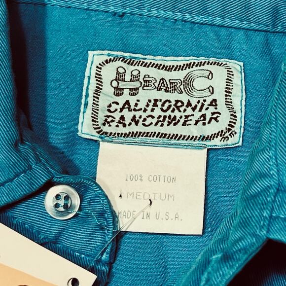 H Bar C California Ranchwear Western Shirt Men Medium Blue Pearl Snap Vintage - Picture 5 of 10